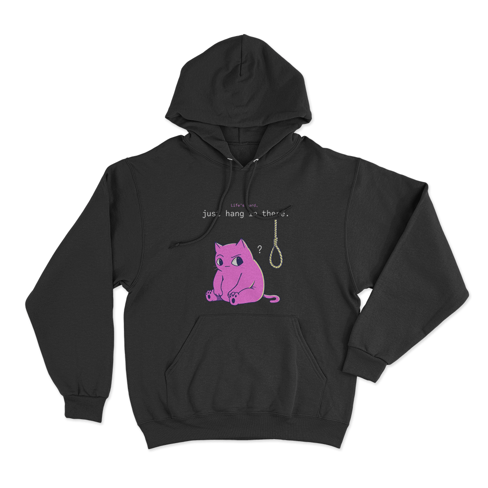 Just Hang In There Cat Unisex Hoodie Black Just Hang In There Cat Unisex Hoodie Black