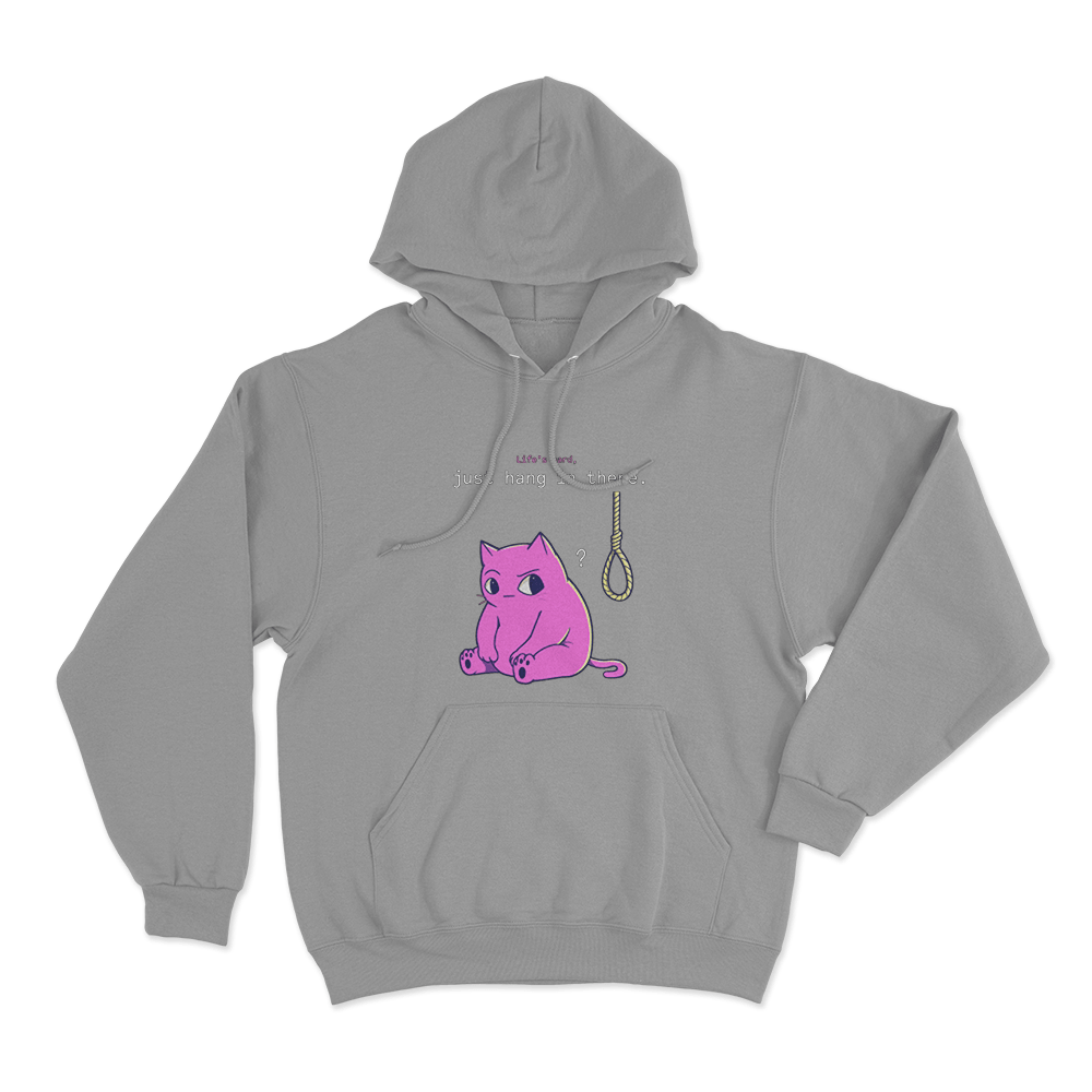 Just Hang In There Cat Unisex Hoodie Grey Just Hang In There Cat Unisex Hoodie Grey
