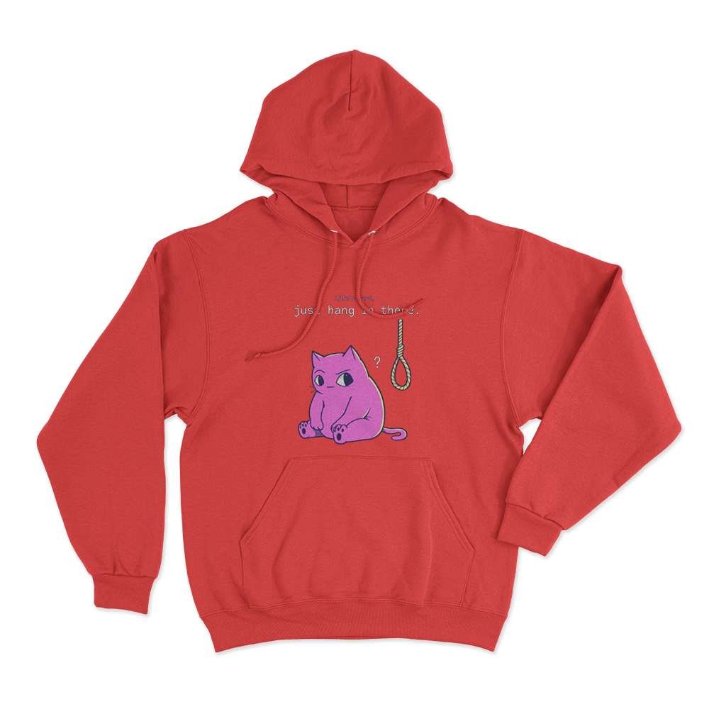 Just Hang In There Cat Unisex Hoodie Red Just Hang In There Cat Unisex Hoodie Red