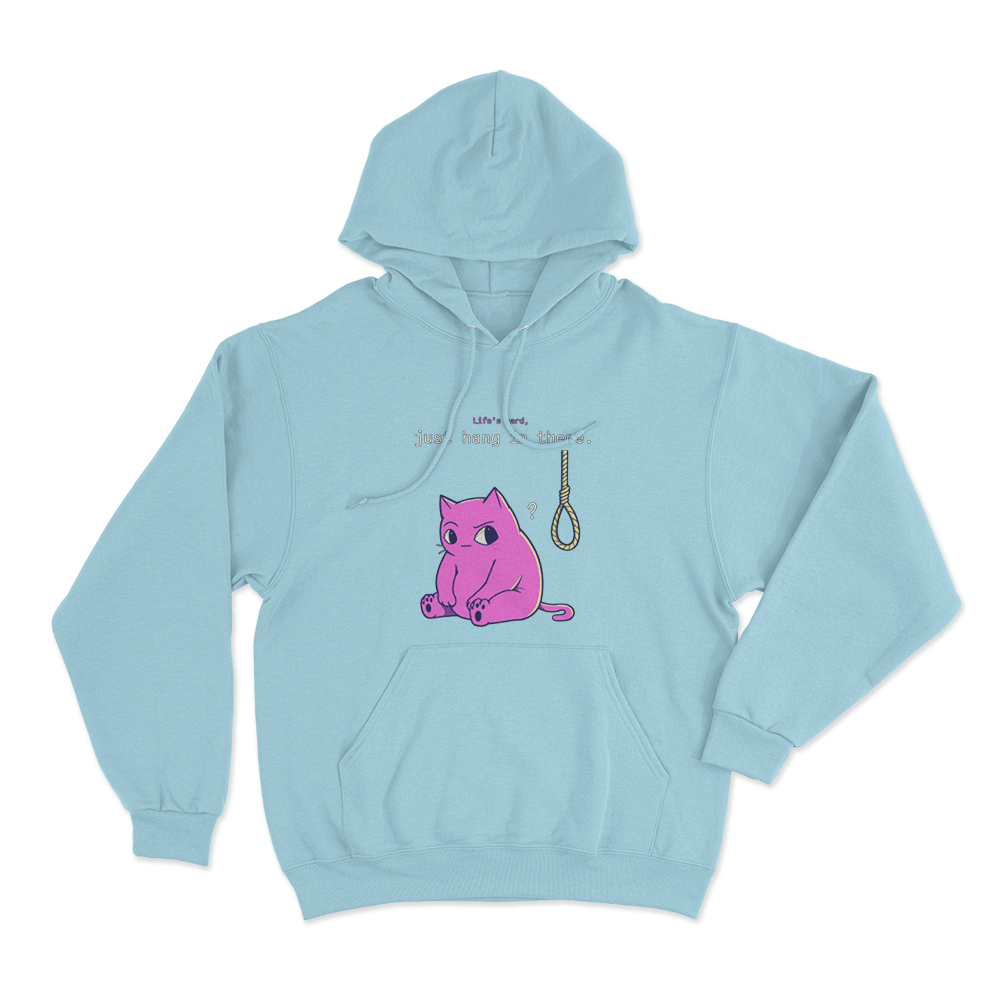 Just Hang In There Cat Unisex Hoodie Sky Blue Just Hang In There Cat Unisex Hoodie Sky Blue