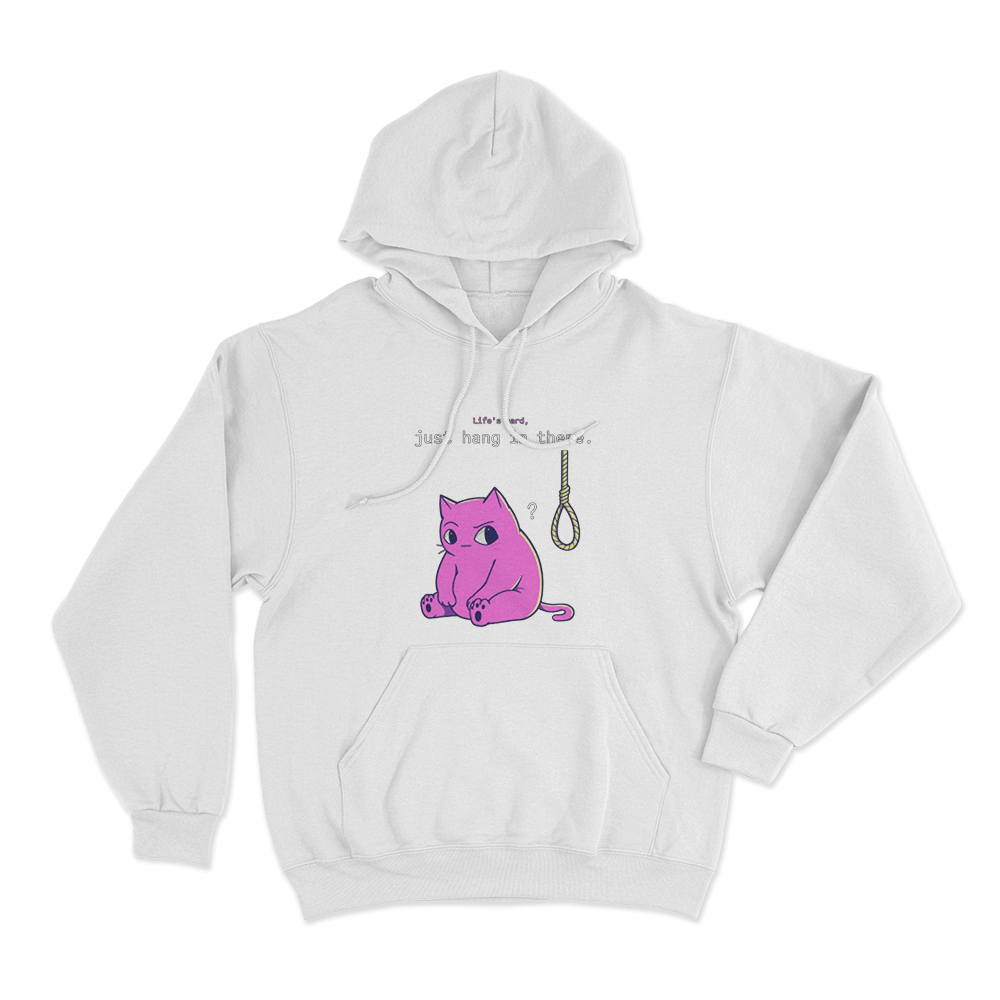 Just Hang In There Cat Unisex Hoodie White Just Hang In There Cat Unisex Hoodie White