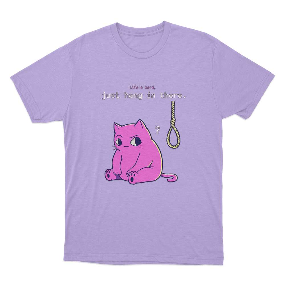 Just Hang In There Cat Unisex T Shirt Purple Just Hang In There Cat Unisex T Shirt Purple