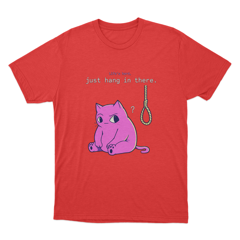 Just Hang In There Cat Unisex T Shirt Red Just Hang In There Cat Unisex T Shirt Red
