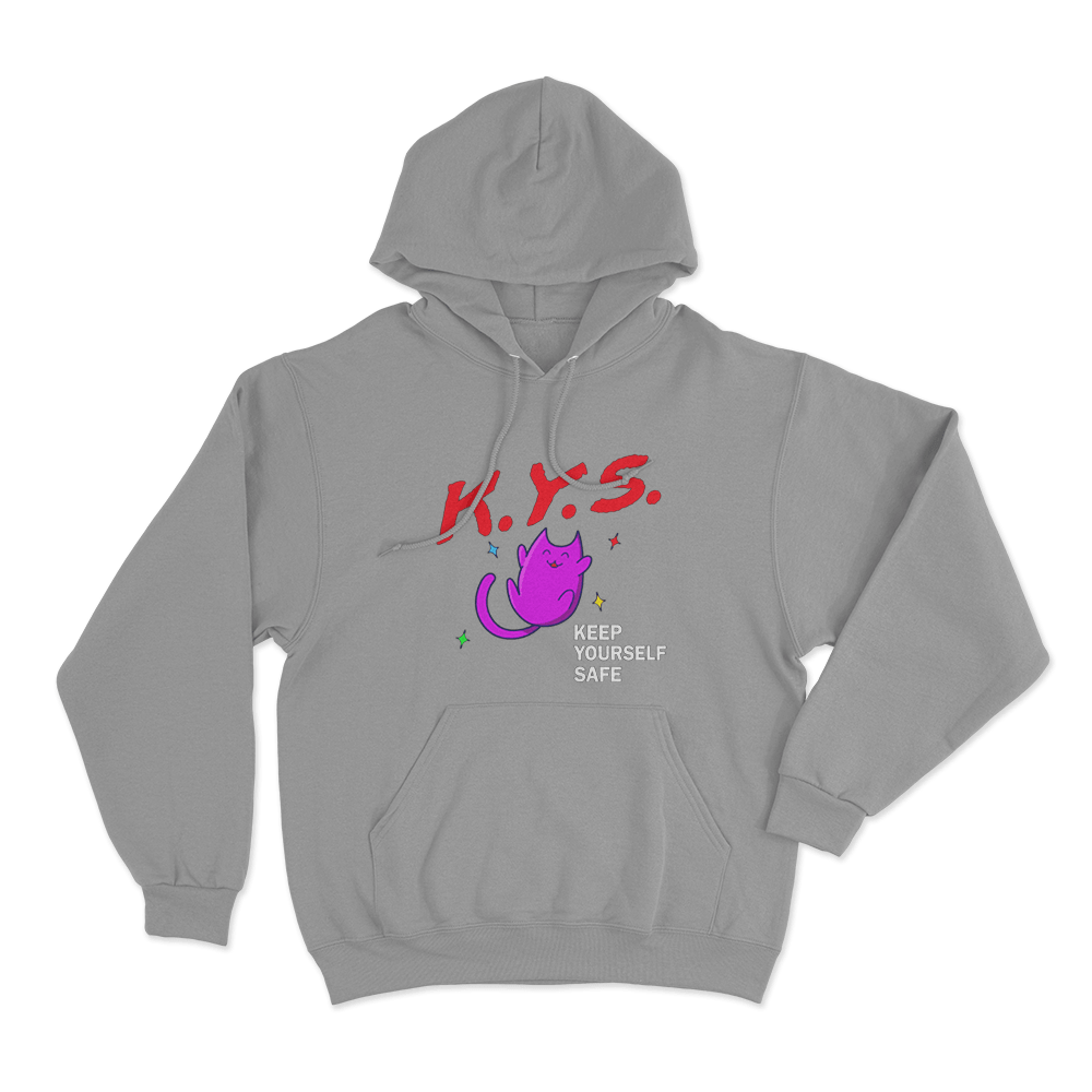 Keep Yourself Safe Pink Cat Unisex Hoodie Grey Keep Yourself Safe Pink Cat Unisex Hoodie Grey