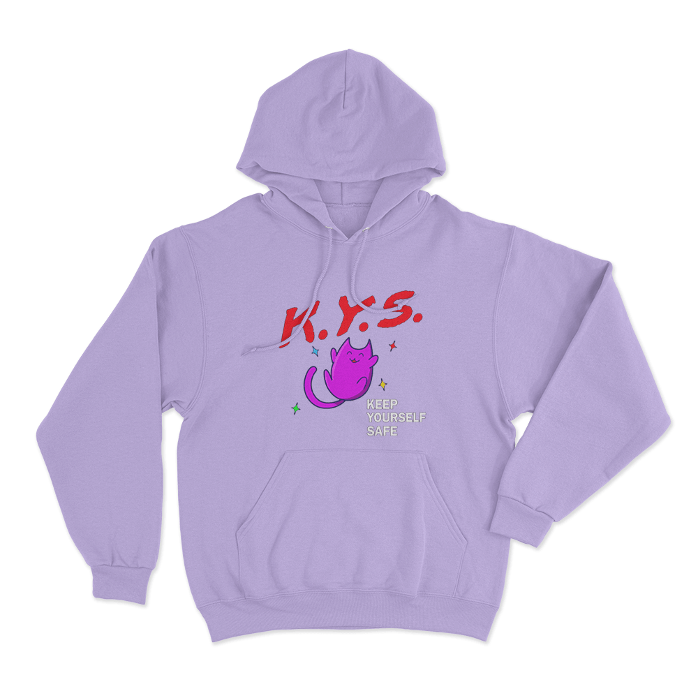 Keep Yourself Safe Pink Cat Unisex Hoodie Purple Keep Yourself Safe Pink Cat Unisex Hoodie Purple