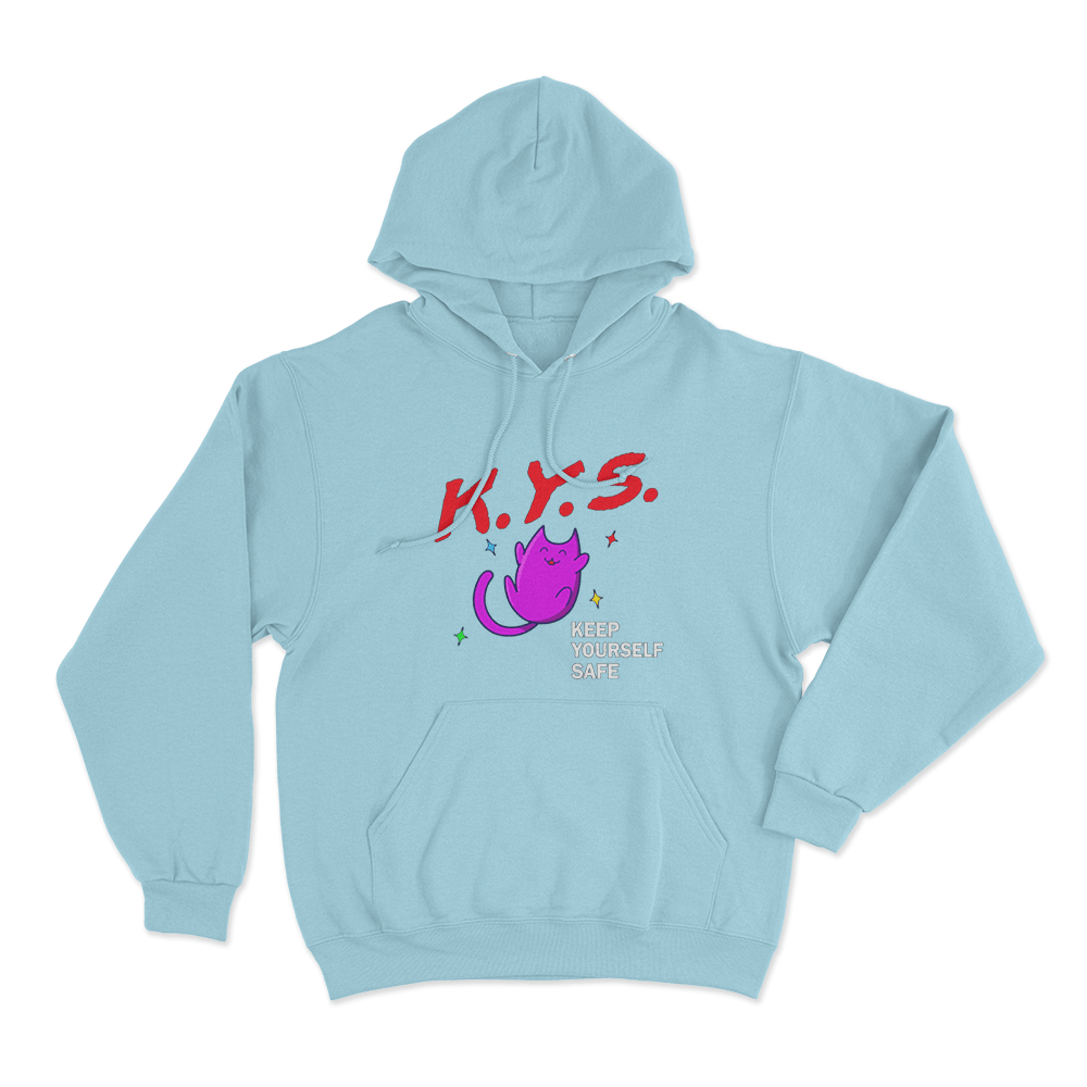 Keep Yourself Safe Pink Cat Unisex Hoodie Sky Blue Keep Yourself Safe Pink Cat Unisex Hoodie Sky Blue