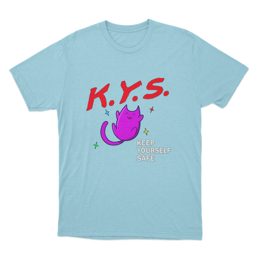 Keep Yourself Safe Pink Cat Unisex T Shirt Sky Blue Keep Yourself Safe Pink Cat Unisex T Shirt Sky Blue