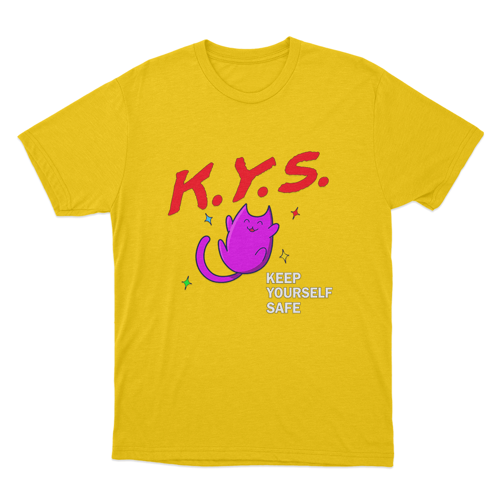 Keep Yourself Safe Pink Cat Unisex T Shirt Yellow Keep Yourself Safe Pink Cat Unisex T Shirt Yellow