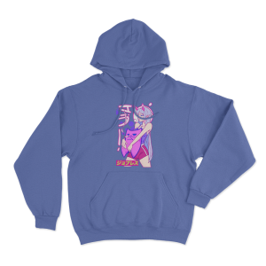 Sodapoppin Anime Demon Girl Cat Unisex Hoodie Blue
