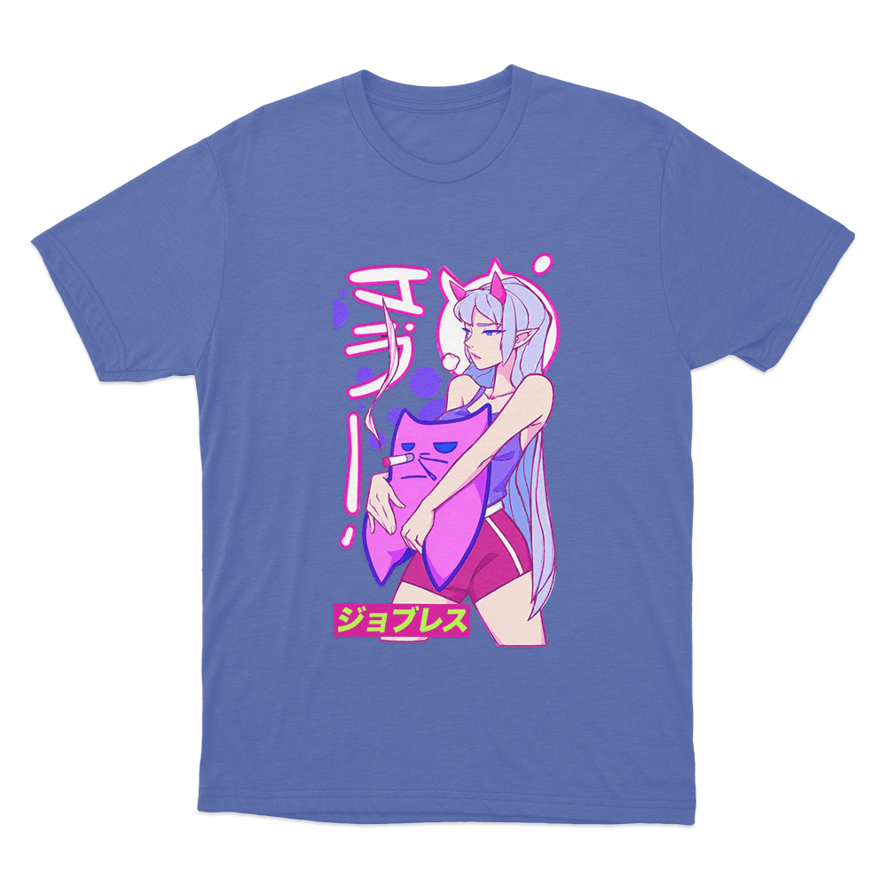 Sodapoppin Anime Demon Girl Cat Unisex T Shirt Blue Sodapoppin Anime Demon Girl Cat Unisex T Shirt Blue