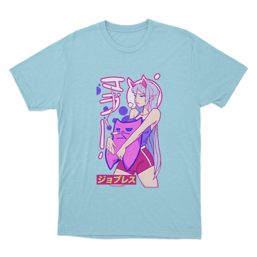 Sodapoppin Anime Demon Girl Cat Unisex T Shirt Sky Blue Sodapoppin Anime Demon Girl Cat Unisex T Shirt Sky Blue