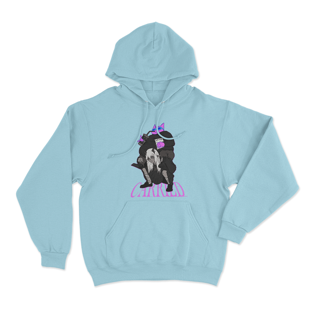 Sodapoppin Carried Pink Cat Unisex Hoodie Sky Blue Sodapoppin Carried Pink Cat Unisex Hoodie Sky Blue