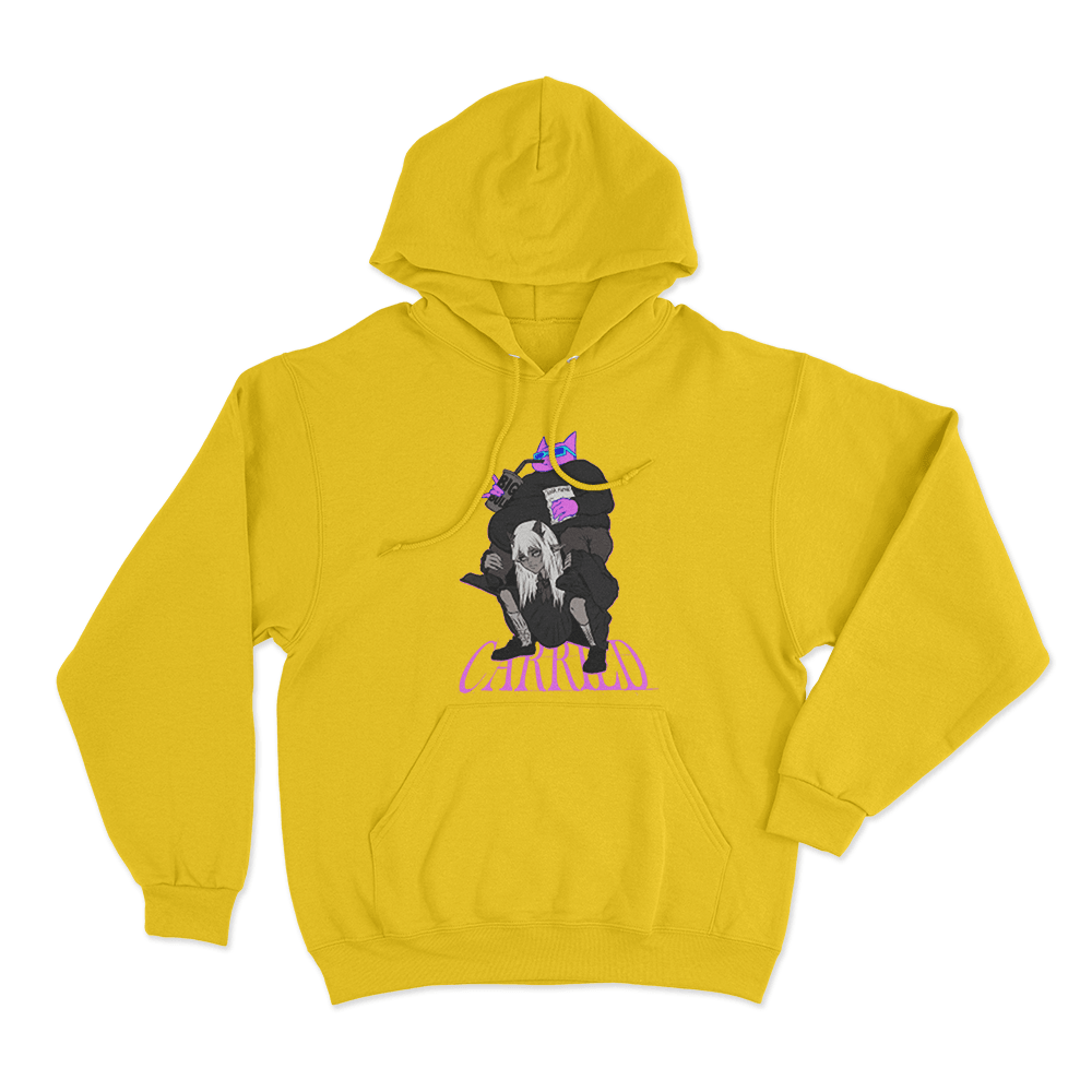 Sodapoppin Carried Pink Cat Unisex Hoodie Yellow Sodapoppin Carried Pink Cat Unisex Hoodie Yellow