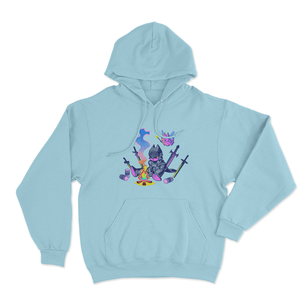 Sodapoppin Knight Campfire Cat Unisex Hoodie Sky Blue Sodapoppin Knight Campfire Cat Unisex Hoodie Sky Blue