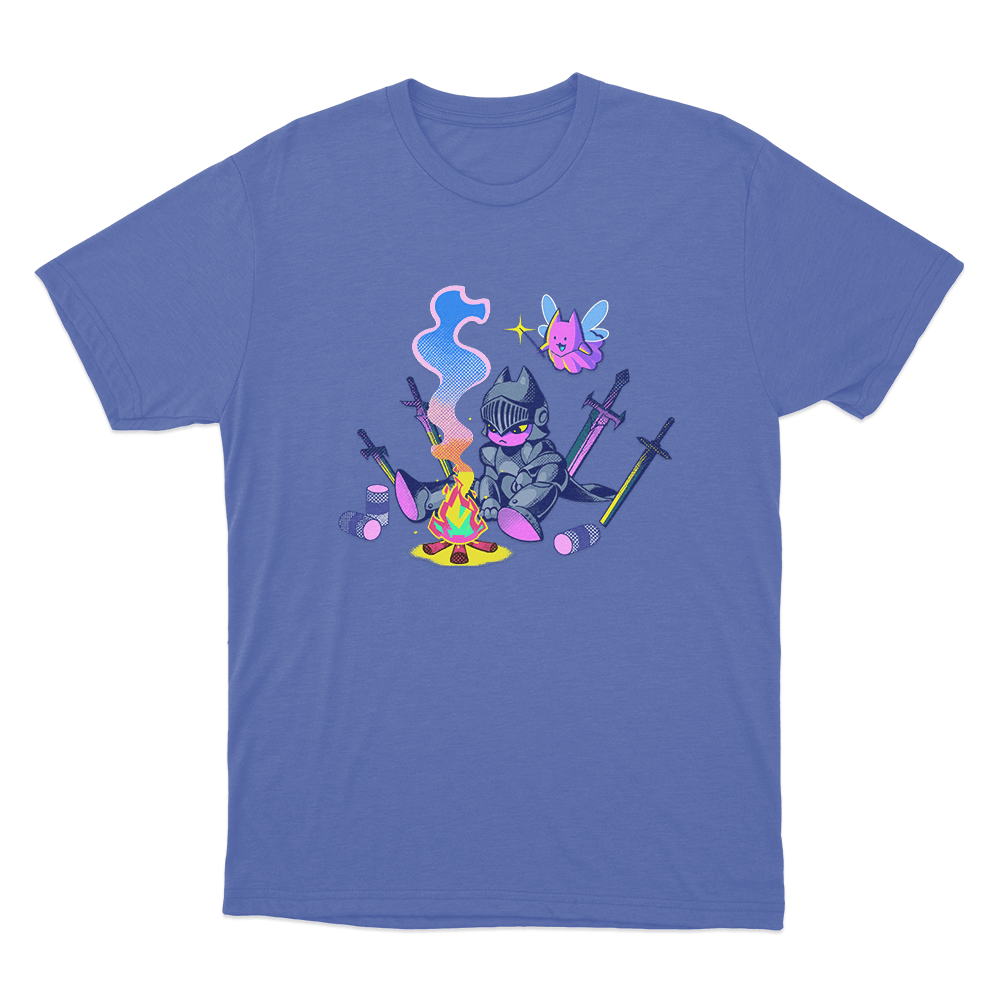 Sodapoppin Knight Campfire Cat Unisex T Shirt Blue Sodapoppin Knight Campfire Cat Unisex T Shirt Blue