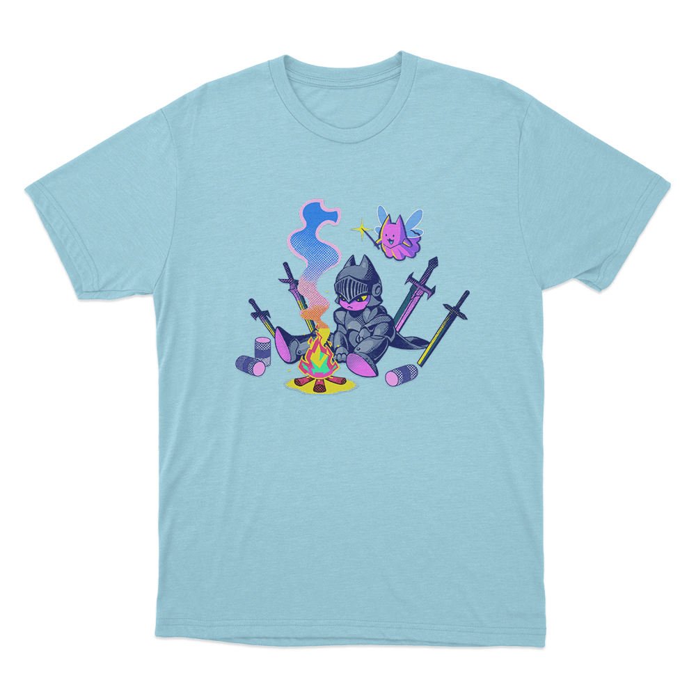 Sodapoppin Knight Campfire Cat Unisex T Shirt Sky Blue Sodapoppin Knight Campfire Cat Unisex T Shirt Sky Blue