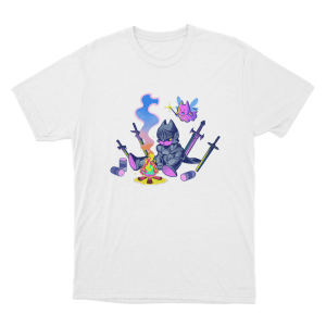 Sodapoppin Knight Campfire Cat Unisex T Shirt White