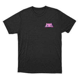 Sodapoppin Peeking Pink Cat Unisex T Shirt Black