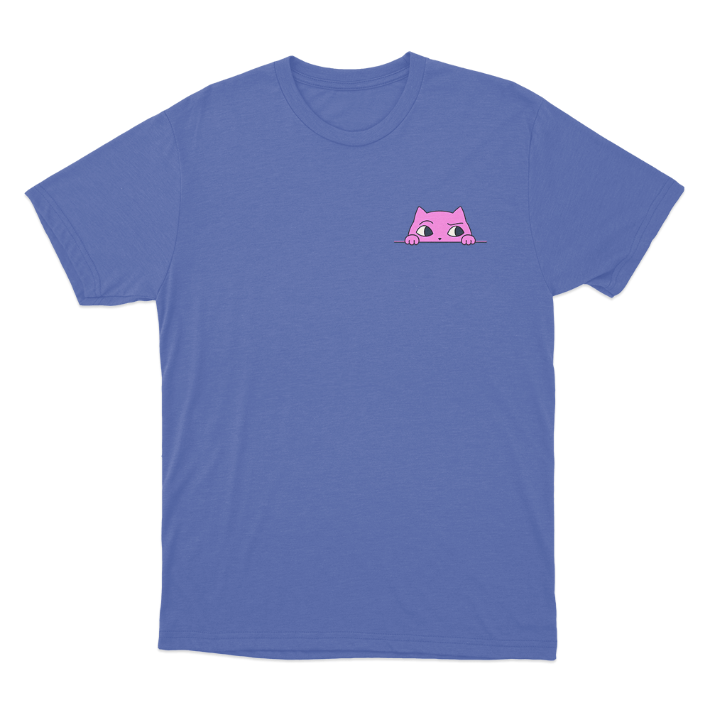 Sodapoppin Peeking Pink Cat Unisex T Shirt Blue Sodapoppin Peeking Pink Cat Unisex T Shirt Blue