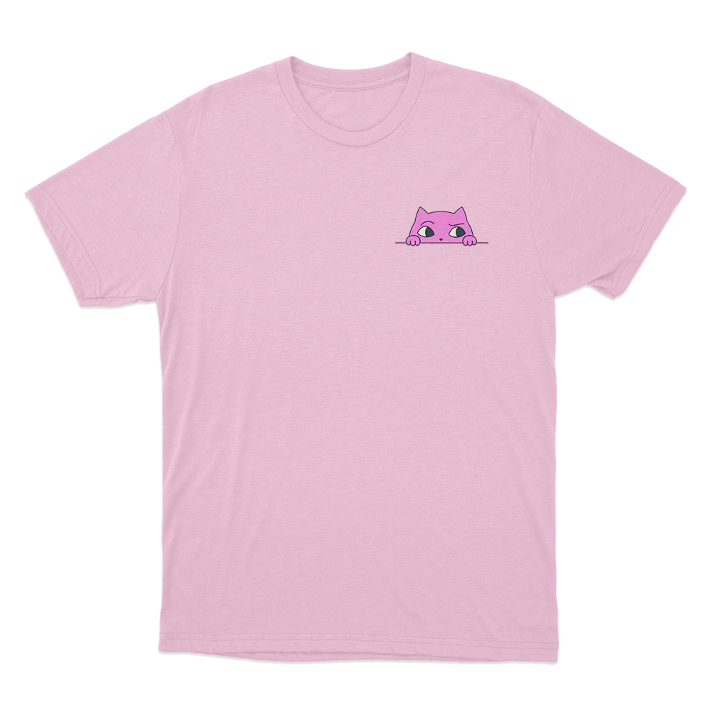 Sodapoppin Peeking Pink Cat Unisex T Shirt Pink Sodapoppin Peeking Pink Cat Unisex T Shirt Pink