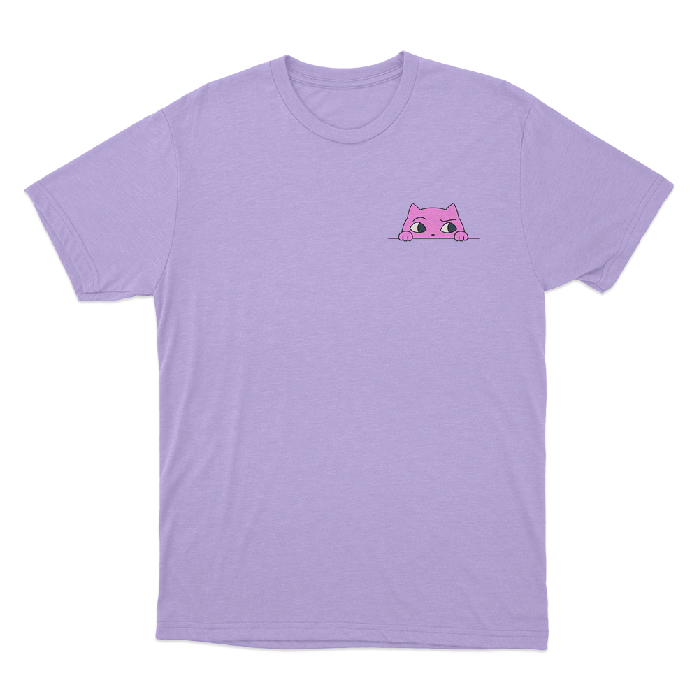 Sodapoppin Peeking Pink Cat Unisex T Shirt Purple Sodapoppin Peeking Pink Cat Unisex T Shirt Purple