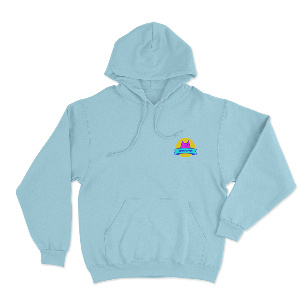 Sodapoppin Pink Cat Logo Unisex Hoodie Sky Blue Sodapoppin Pink Cat Logo Unisex Hoodie Sky Blue