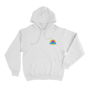 Sodapoppin Pink Cat Logo Unisex Hoodie White