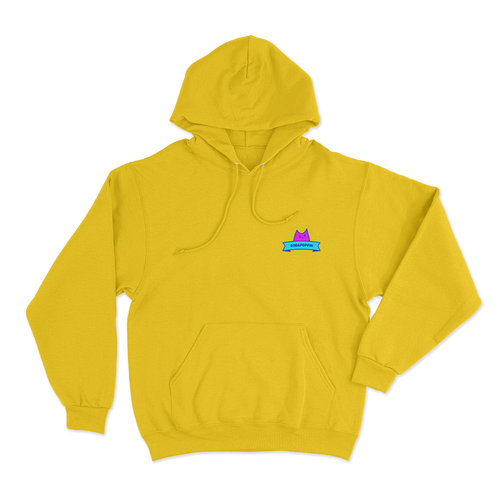 Sodapoppin Pink Cat Logo Unisex Hoodie Yellow Sodapoppin Pink Cat Logo Unisex Hoodie Yellow