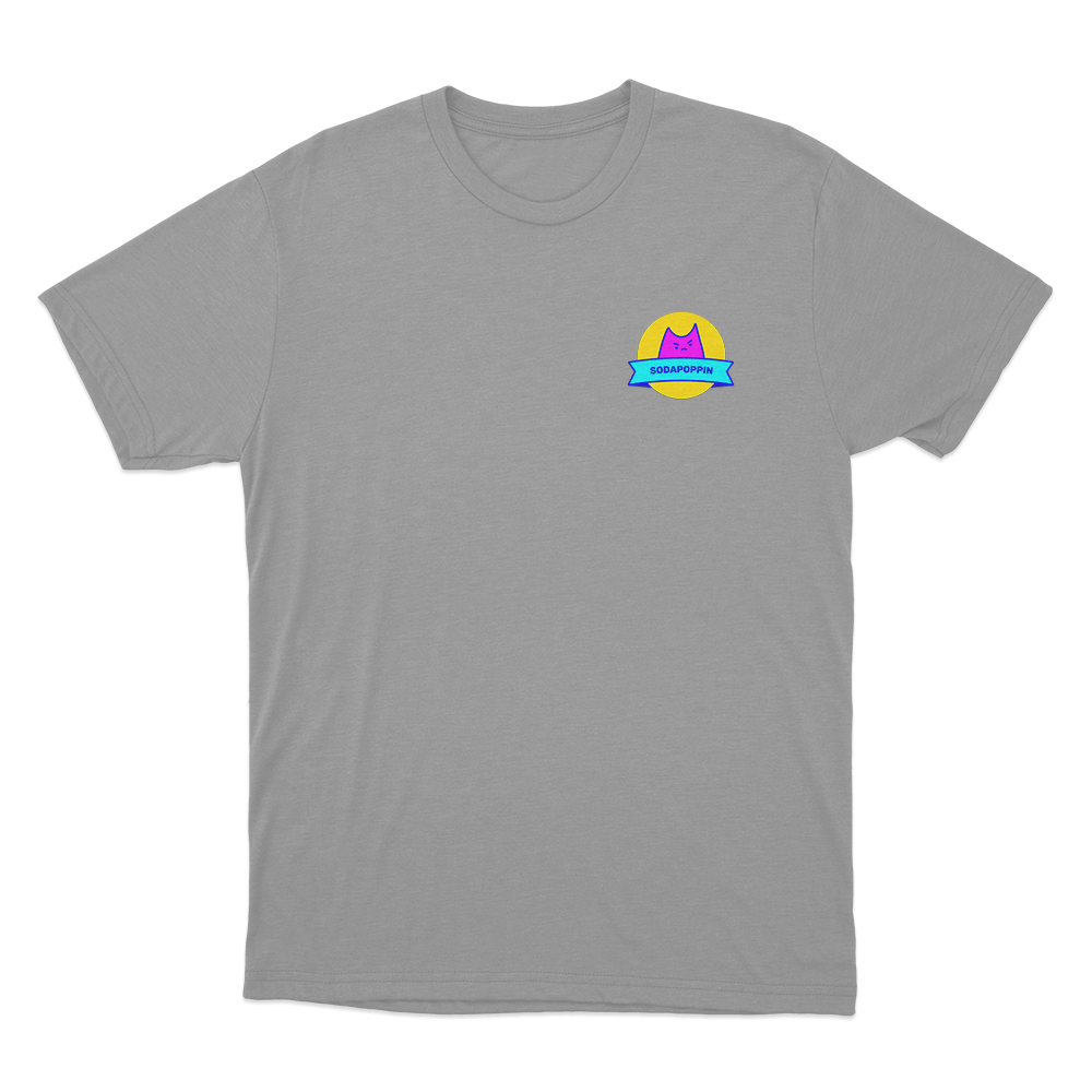 Sodapoppin Pink Cat Logo Unisex T Shirt Grey Sodapoppin Pink Cat Logo Unisex T Shirt Grey