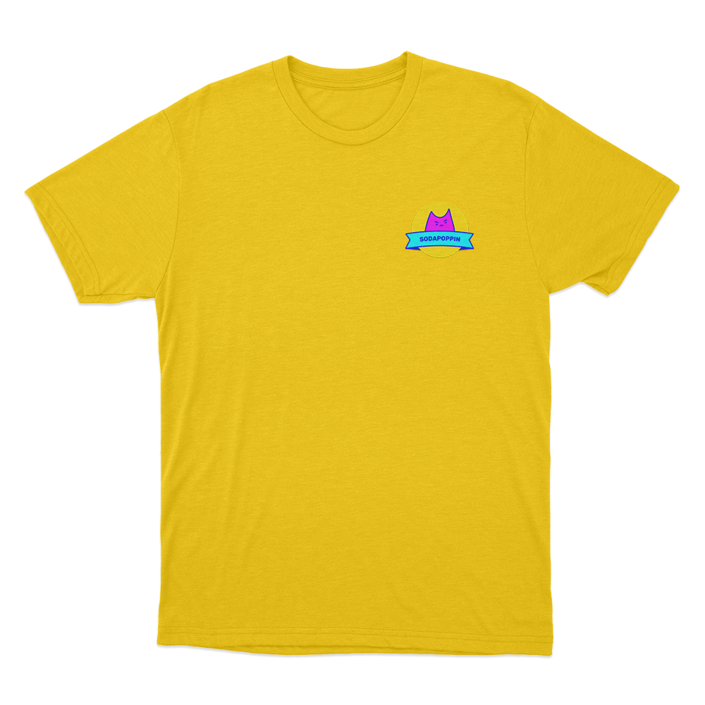 Sodapoppin Pink Cat Logo Unisex T Shirt Yellow Sodapoppin Pink Cat Logo Unisex T Shirt Yellow