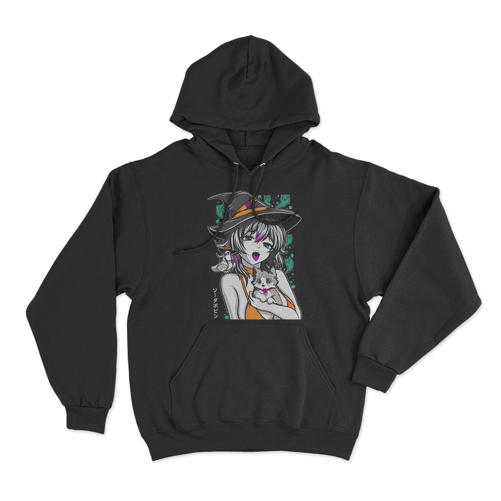 Sodapoppin Witch Girl And Cats Unisex Hoodie Black Sodapoppin Witch Girl And Cats Unisex Hoodie Black
