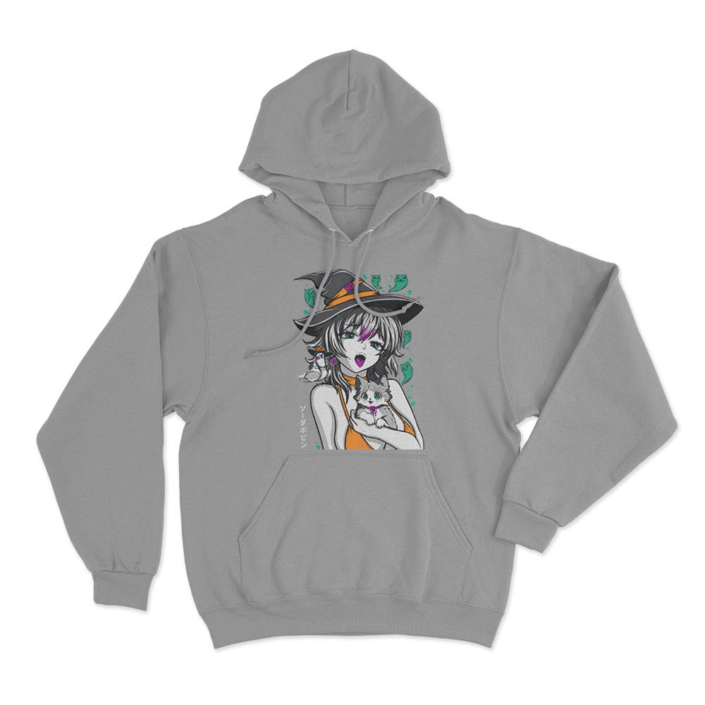 Sodapoppin Witch Girl And Cats Unisex Hoodie Grey Sodapoppin Witch Girl And Cats Unisex Hoodie Grey