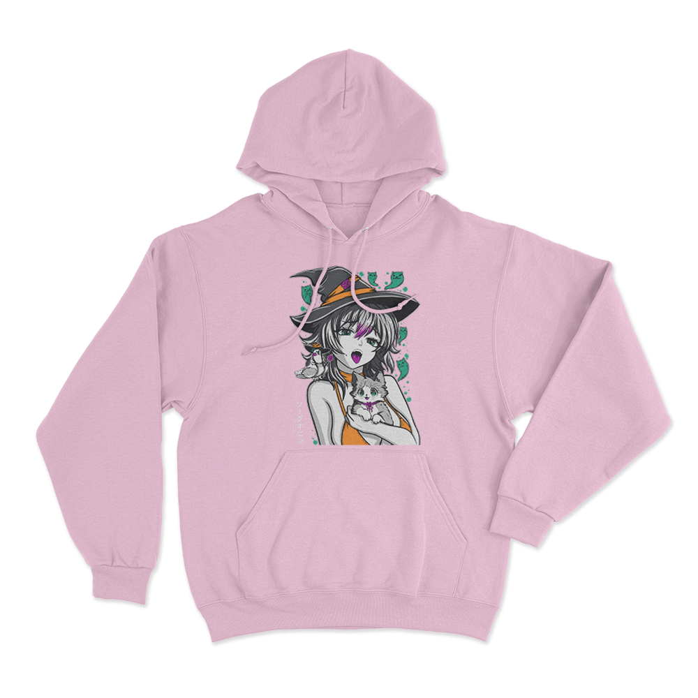 Sodapoppin Witch Girl And Cats Unisex Hoodie Pink Sodapoppin Witch Girl And Cats Unisex Hoodie Pink