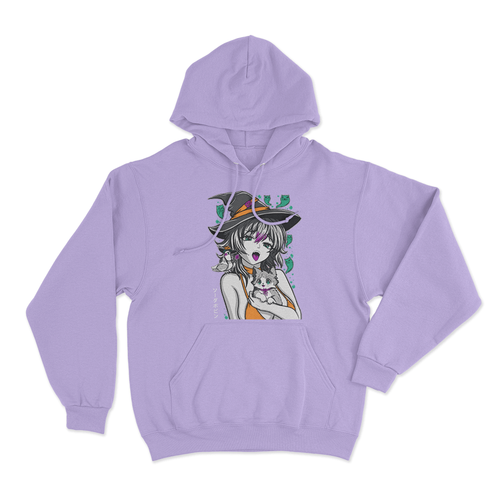Sodapoppin Witch Girl And Cats Unisex Hoodie Purple Sodapoppin Witch Girl And Cats Unisex Hoodie Purple