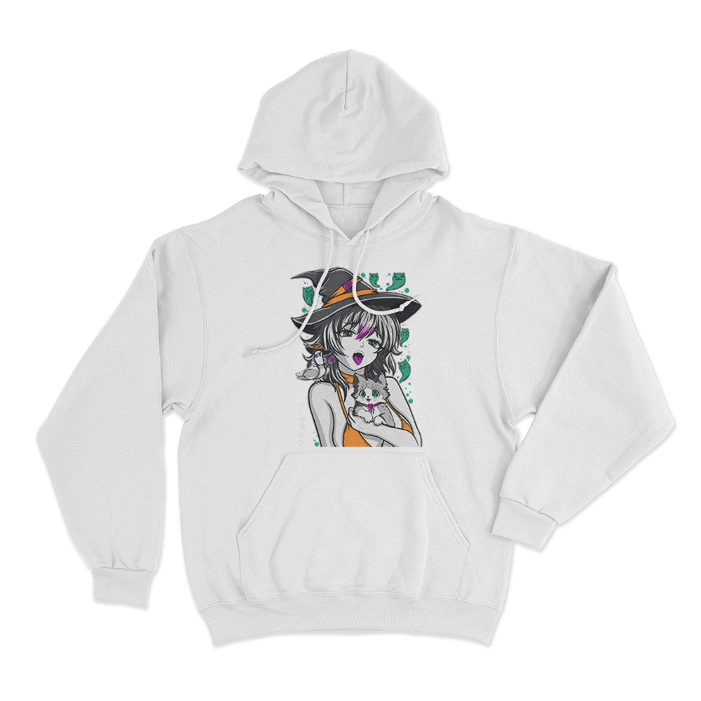 Sodapoppin Witch Girl And Cats Unisex Hoodie White Sodapoppin Witch Girl And Cats Unisex Hoodie White