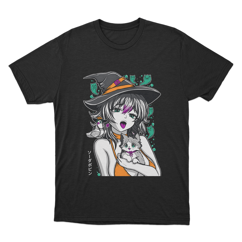 Sodapoppin Witch Girl And Cats Unisex T Shirt Black Sodapoppin Witch Girl And Cats Unisex T Shirt Black