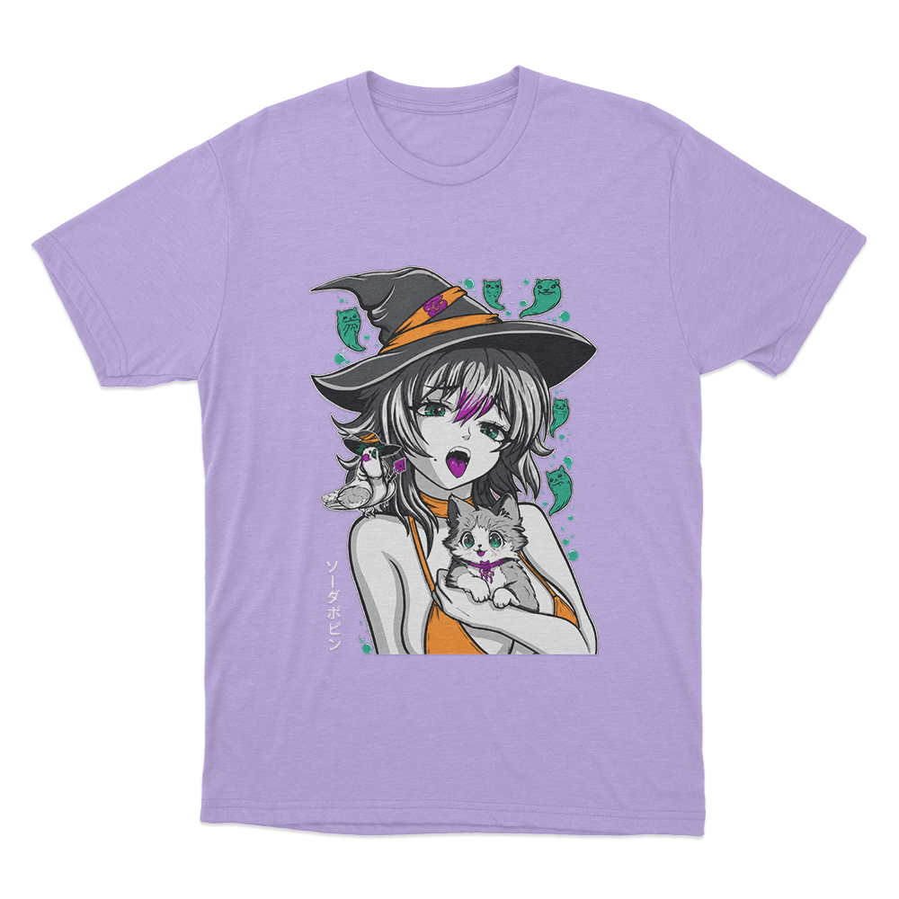 Sodapoppin Witch Girl And Cats Unisex T Shirt Purple Sodapoppin Witch Girl And Cats Unisex T Shirt Purple