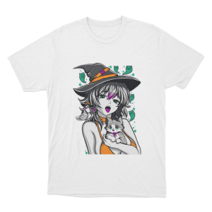 Sodapoppin Witch Girl And Cats Unisex T Shirt White