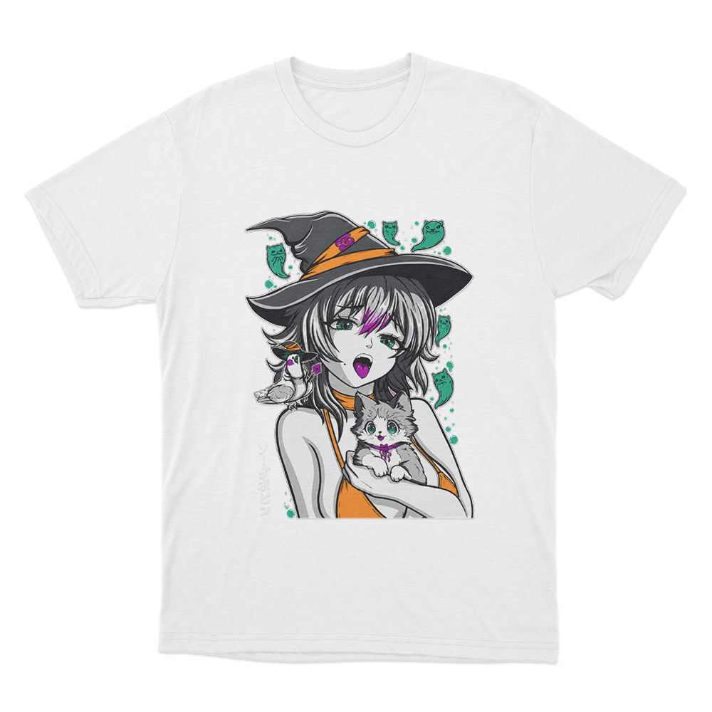 Sodapoppin Witch Girl And Cats Unisex T Shirt White Sodapoppin Witch Girl And Cats Unisex T Shirt White